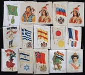 1900s Nebo Cigarettes Tobacco Silk Collection - Lot of 15 w/ Flags, Indian Chiefs & More