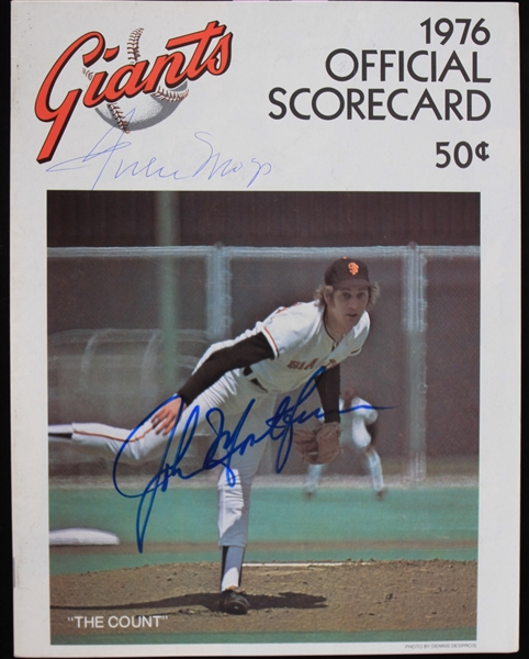 1976 San Francisco Giants Multi Signed Scorecard w/ Signatures Including Willie Mays & John Montefusco (JSA)