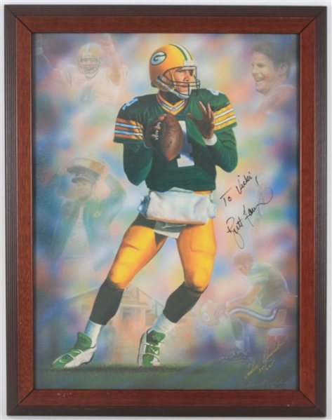 1998 Brett Favre Green Bay Packers Signed 21" x 28" Framed Lithograph (JSA) 84/225