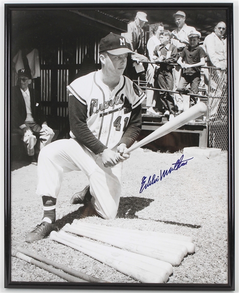 1990s Eddie Mathews Milwaukee Braves Signed 16" x 20" Framed Photo (JSA)