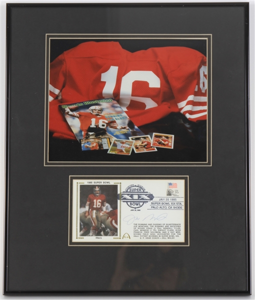 1985 Joe Montana San Francisco 49ers 14" x 17" Framed Display w/ Photo & Signed First Day Envelope (JSA)