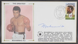 1987 Muhammad Ali World Heavyweight Champion 14 x 17 Framed Display w/ Photo & Signed First Day Envelope (JSA)