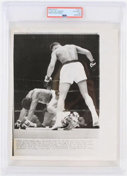 1963 Cassius Clay & Charley Powell 8x10 Associated Press Type III Wire Photo (PSA Slabbed) 