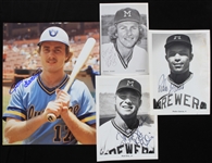 1980s Milwaukee Brewers Signed Photos - Lot of 4 w/ Robin Yount, Jim Gantner, Rob Ellis & Pedro Garcia