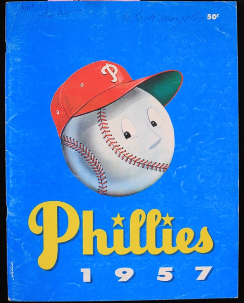 1957 Philadelphia Phillies Multi Signed Yearbook w/ 20+ Signatures