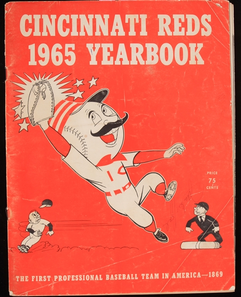 1965 Cincinnati Reds Multi Signed Yearbook w/ 15+ Signatures
