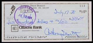 1978 Tony Dorsett Dallas Cowboys Signed Personal Check (Beckett)