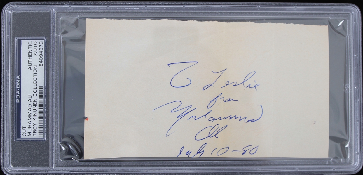 1980 Muhammad Ali World Heavyweight Champion Signed Cut (PSA Slabbed Authentic) Troy Kinunen Collection
