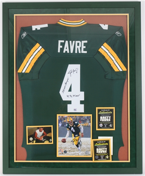 2000s Brett Favre Green Bay Packers 35" x 43" Framed Display w/ Signed Jersey & Photo (Favre COA)