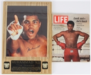 1970s Muhammad Ali World Heavyweight Champion Life Magazine and 13" x 20" Signed Photo Display - Lot of 2 (JSA)