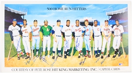 1988 500 Home Run Club Multi Signed 20.5" x 38" Mounted Ron Lewis Lithograph w/ 11 Signatures Including Hank Aaron, Willie Mays, Mickey Mantle, Ted Williams & More (JSA)