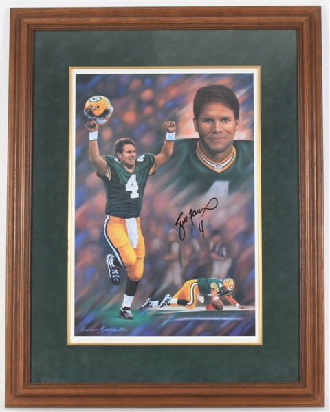 1997 Brett Favre Green Bay Packers Heart of Gold II Signed 30x39 Framed Andy Goralski Print (JSA)