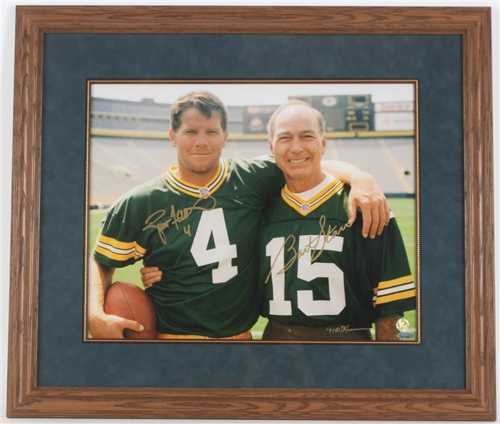 1997 Brett Favre & Bart Starr Green Bay Packers Signed 25x29 Framed Photo (JSA/Favre Hologram)