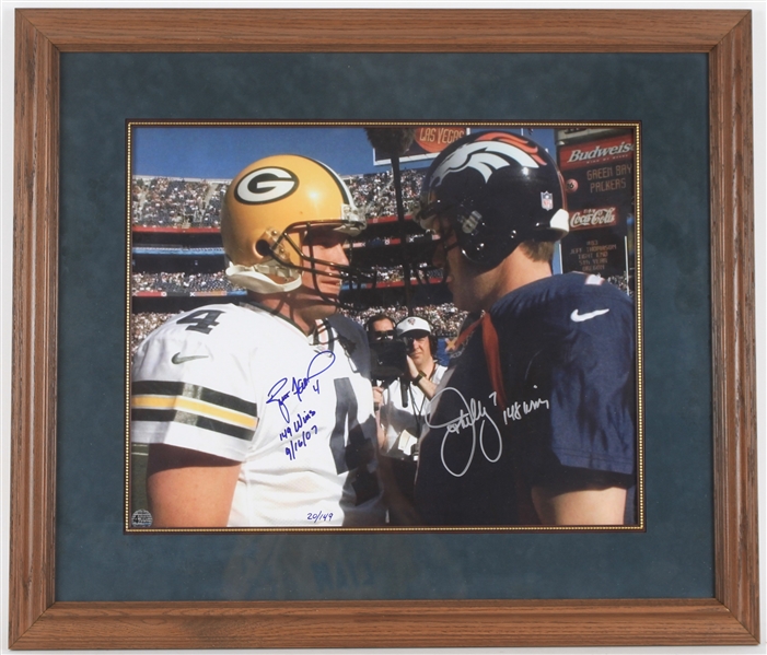 Lot Detail - 2007 Brett Favre Green Bay Packers & John Elway Signed ...