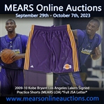 2009-10 Kobe Bryant Los Angeles Lakers Signed Practice Shorts (MEARS LOA) *Full JSA Letter*
