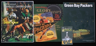 1960s-2000s Green Bay Packers Memorabilia Collection - Lot of 5 w/ Publications, Lambeau Field Jumbo Postcard & More