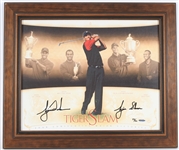 2001 Tiger Woods Signed 21" x 25" Framed Tiger Slam Canvas Lithograph (Upper Deck Authentication) 23/50