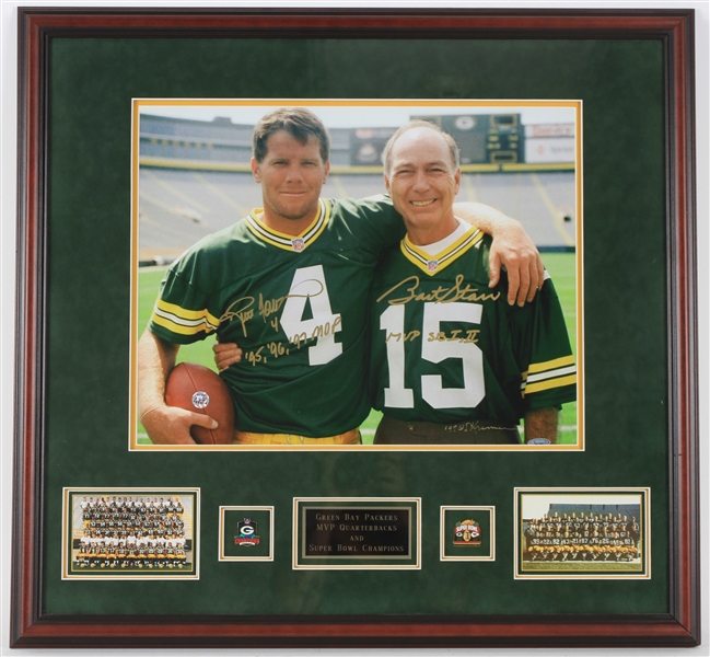 Lot Detail - 1997 Bart Starr Brett Favre Green Bay Packers Signed 29" X ...