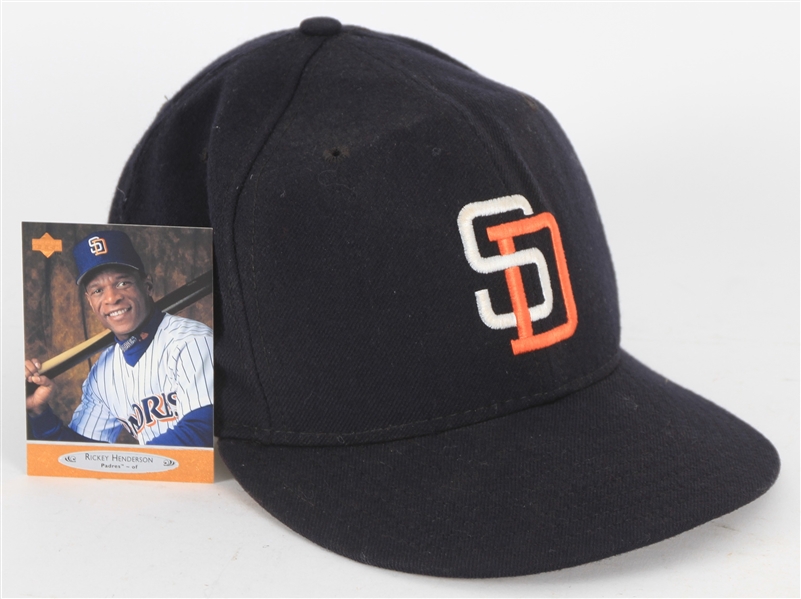 1996 Rickey Henderson San Diego Padres Signed Game Worn Cap (MEARS LOA/JSA)