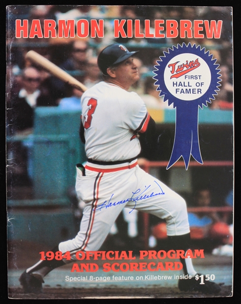 1984 Harmon Killebrew (d.2011) Minnesota Twins Autographed Official Program and Scorecard (JSA)