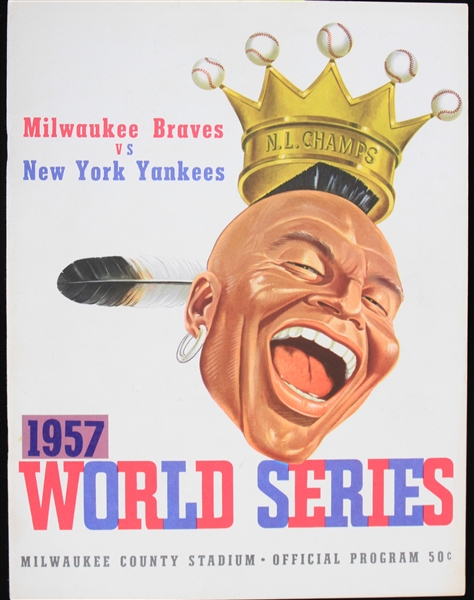 1957 Milwaukee Braves Multi Signed Unscored County Stadium World Series Program w/ 16 Signatures Including Hank Aaron, Warren Spahn, Eddie Mathews & More (JSA)