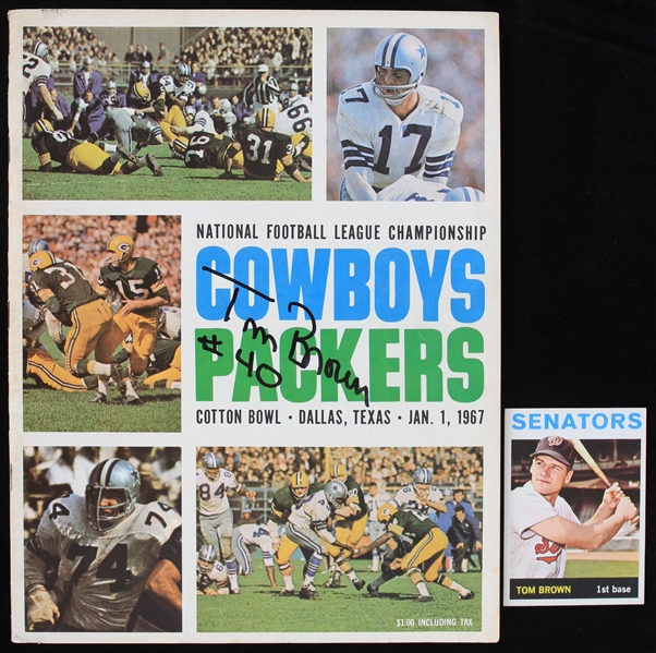 1964-1967 Tom Brown Green Bay Packers Autographed NFL Championship Game Program (Lot of 2) (JSA)