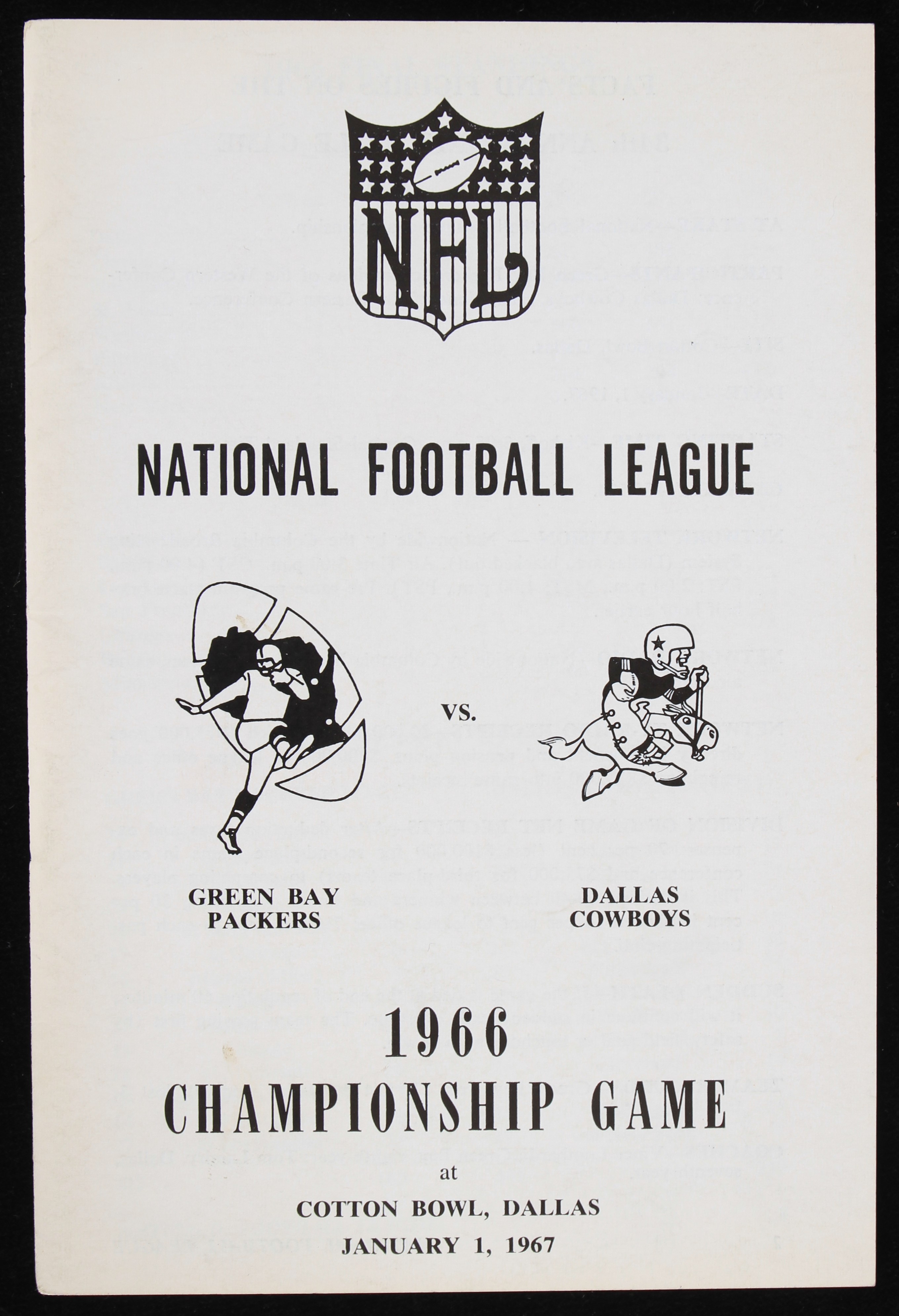 Lot Detail 1966 Green Bay Packers Vs Dallas Cowboys Nfl Championship