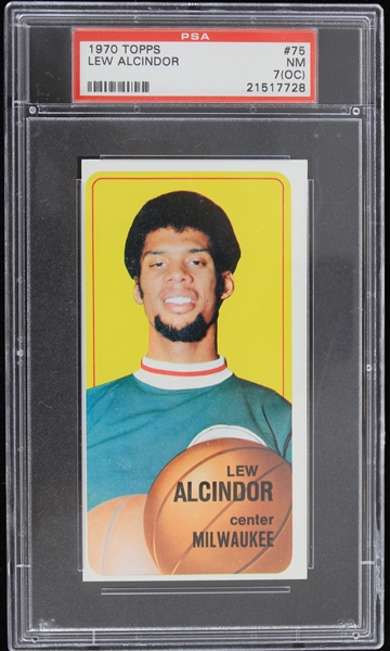 1970 Lew Alcindor Milwaukee Bucks Topps Trading Card # 75 (NM-7 (OC))