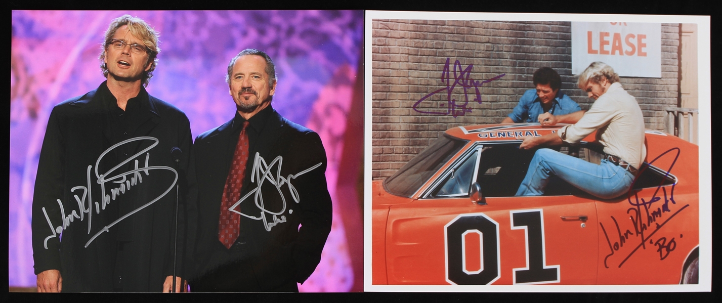 1979- John Schneider and Tom Wopat Dukes of Hazard Autographed 8"x10" Color Photos (Lot of 2) (JSA)