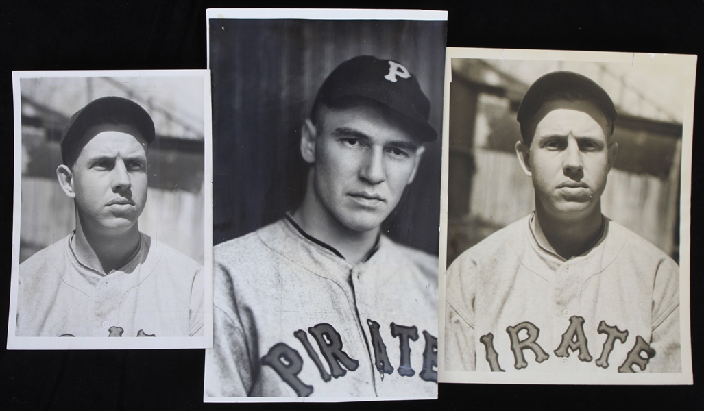 1930s-1940s Russ Bauers and More Pittsburgh Pirates 5"x7" 6"x9" 6"x10 B&W Sporting News Photos (Lot of 3)