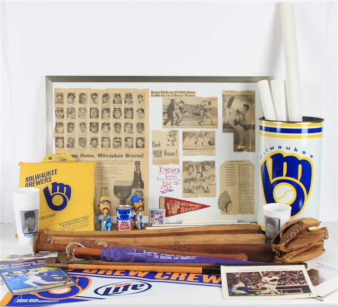 1950s-2000s Milwaukee Braves Brewers Memorabilia & more (Lot of 135+)