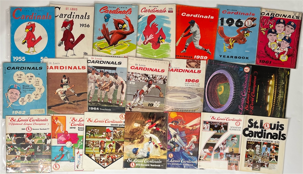 1951-2023 St. Louis Cardinals Yearbook Collection - Lot of 59