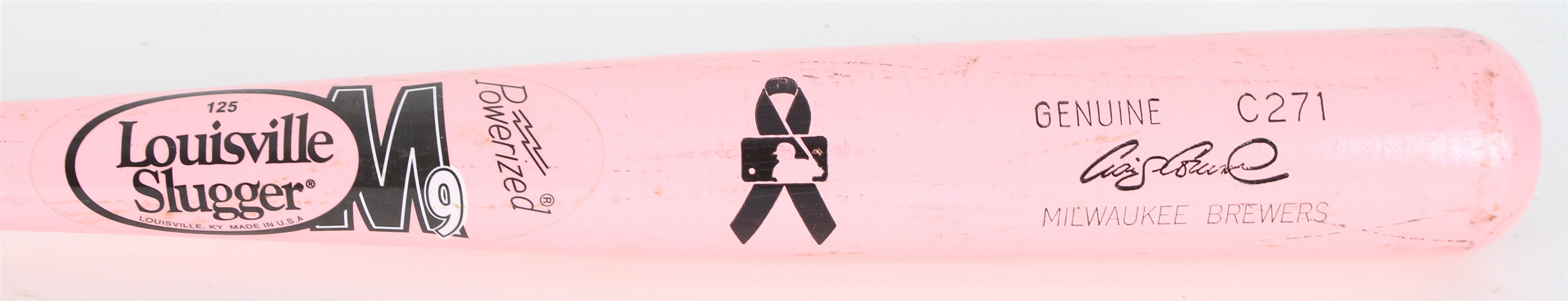 2007-08 Craig Counsell Milwaukee Brewers Lousiville Slugger Professional Model Pink Mothers Day Bat (MEARS A9)