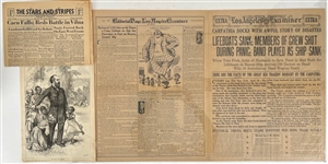 1880s-1940s Newspaper & Publication Pages Collection - Lot of 6 w/ Titanic April 18 1912 Los Angeles Examiner & More