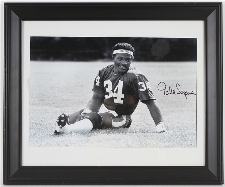 1980s Gale Sayers Chicago Bears Signed 19" x 23" Framed Walter Payton Photo (PSA/DNA)