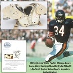 1985-86 Ultra Rare circa Walter Payton Chicago Bears Super Bowl Champion Season Game Worn Rawlings Shoulder Pads (MEARS LOA/Scott Ascher Letter/Sports Investors Authentication)