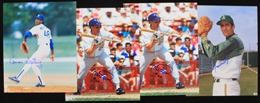 1968-2001 Rollie Fingers Oakland Athletics Ramon Martinez Los Angeles Dodgers and Kevin Seitzer Milwaukee Brewers Autographed 8"x10" Color Photos (JSA)(Lot of 4)