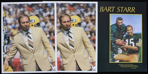 1980s-1990s Bart Starr Green Bay Packers Fold Out Program and Facsimile 8"x10" Color Photos (Lot of 3)
