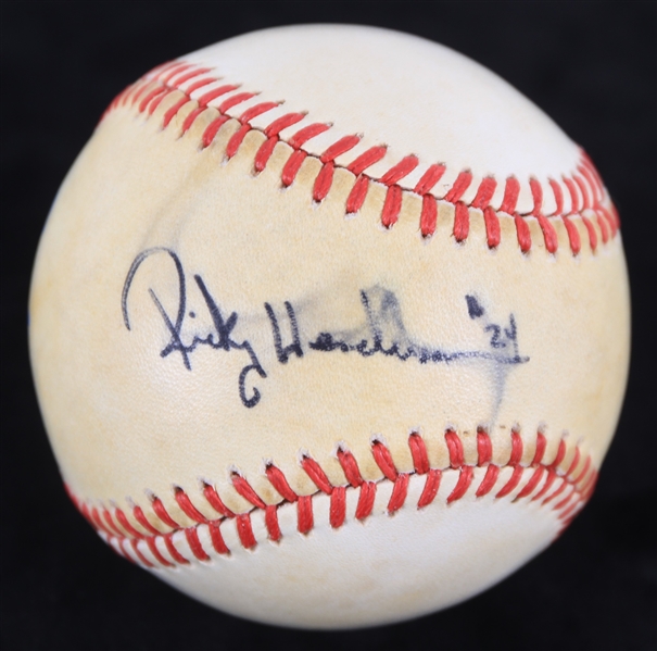 1895-89 Rickey Henderson New York Yankees Signed OAL Brown Baseball (JSA)