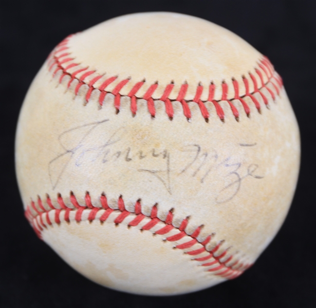 1984-86 Johnny Mize St. Louis Cardinals Signed ONL Feeney Baseball (JSA)