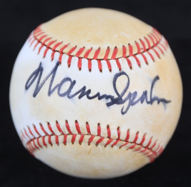 1987-89 Warren Spahn Milwaukee Braves Signed ONL Giamatti Baseball (JSA) 