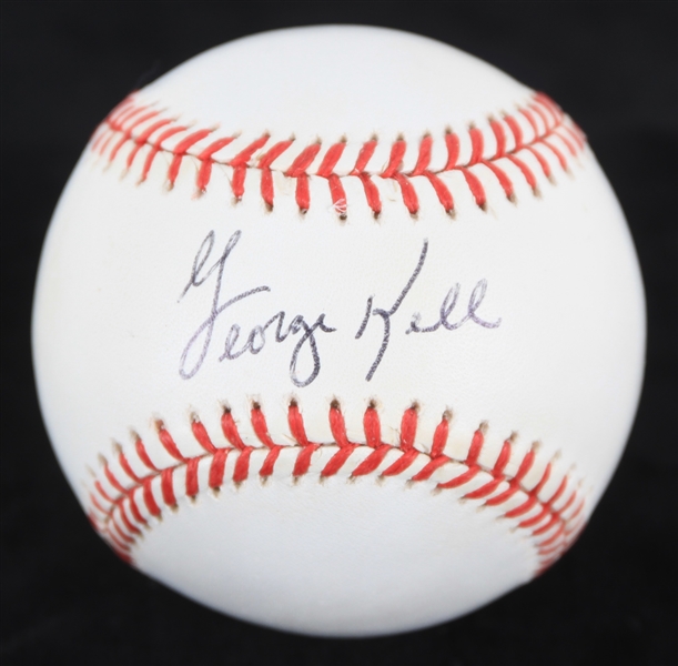 1990-92 George Kell Detroit Tigers Signed OAL Brown Baseball (JSA)