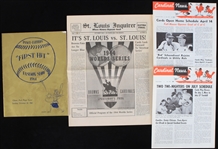1944-61 St. Louis Cardinals Publications - Lot of 4 w/ St. Louis Inquirer Newspaper, Cardinals News Newsletters & First Hit Fashion Show Program