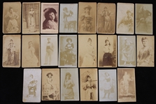 1890s-1900s Sweet Caporal and Duke Cigarette 1.5"x2.5" Actress Trading Cards (Lot of 22)