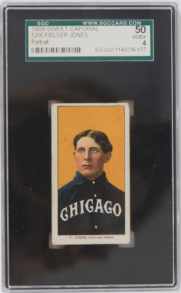 1909 Fielder Jones Chicago White Sox T206 Sweet Caporal Cigarettes Trading Card (SGC VG/EX 4)