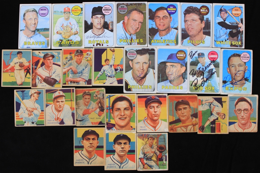 1934-1969 Rick Ferrell Boston Red Sox Robert Rolfe New York Yankees Luke Easter Cleveland Indians Sal Bando Oakland Athletics and More Trading Cards (Lot of 48)