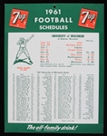 1961 Wisconsin Badgers 10.5"x13.5" Cardboard 7up Sponsered Football Schedule