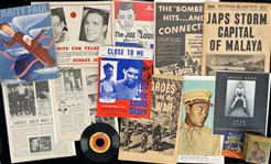 1930s-50s Joe Louis World Heavyweight Champion Memorabilia Collection - Lot of 17 w/ Records, Publications, Photos & More