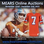 1991-93 John Elway Denver Broncos Game Worn Home Jersey (MEARS A10) "Personally Gifted by Elway to Mile High Security Guard"