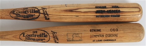 1999-2010 Louisville Slugger Professional Model Game Used Bats - Lot of 2 w/ Jordy Mercer Signed & Donovan Osborne (MEARS LOA/JSA)